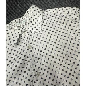 Ted Baker Shirt Mens Large White Navy Patterned‎ Long Sleeve Button Up Slim Fit